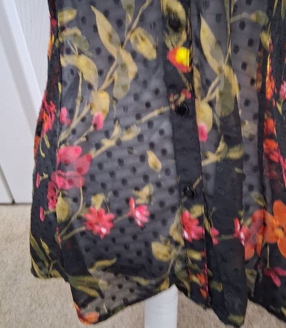 roz & Ali Semi Sheer Floral Sleeveless Tunic Size S - Picture 3 of 12